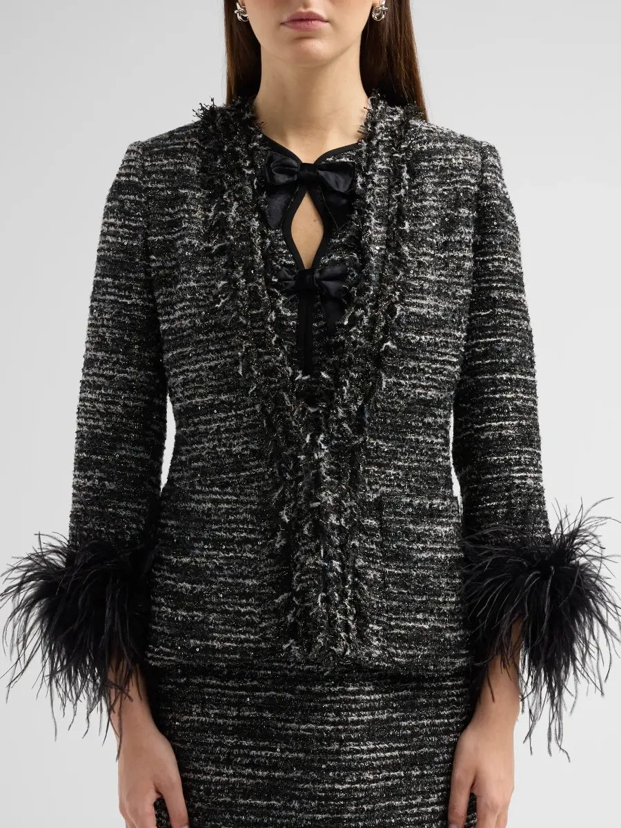 Ungaro Women's Adley Ostrich Feather-Trim Tweed Jacket | Thumbnail 5