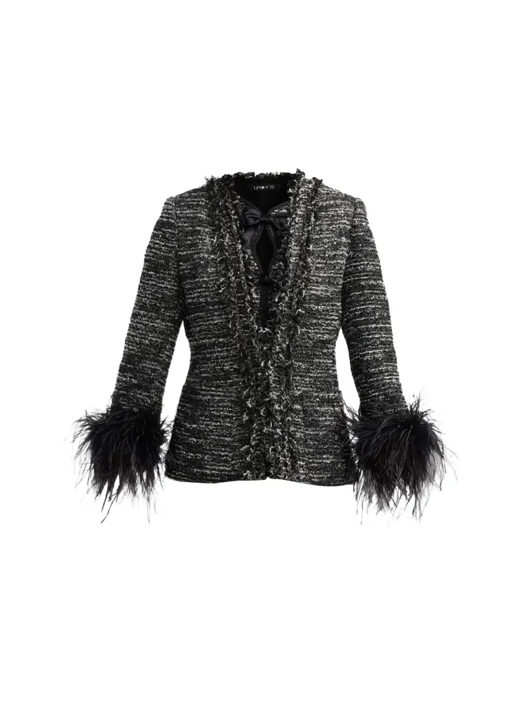 Ungaro Women's Adley Ostrich Feather-Trim Tweed Jacket
