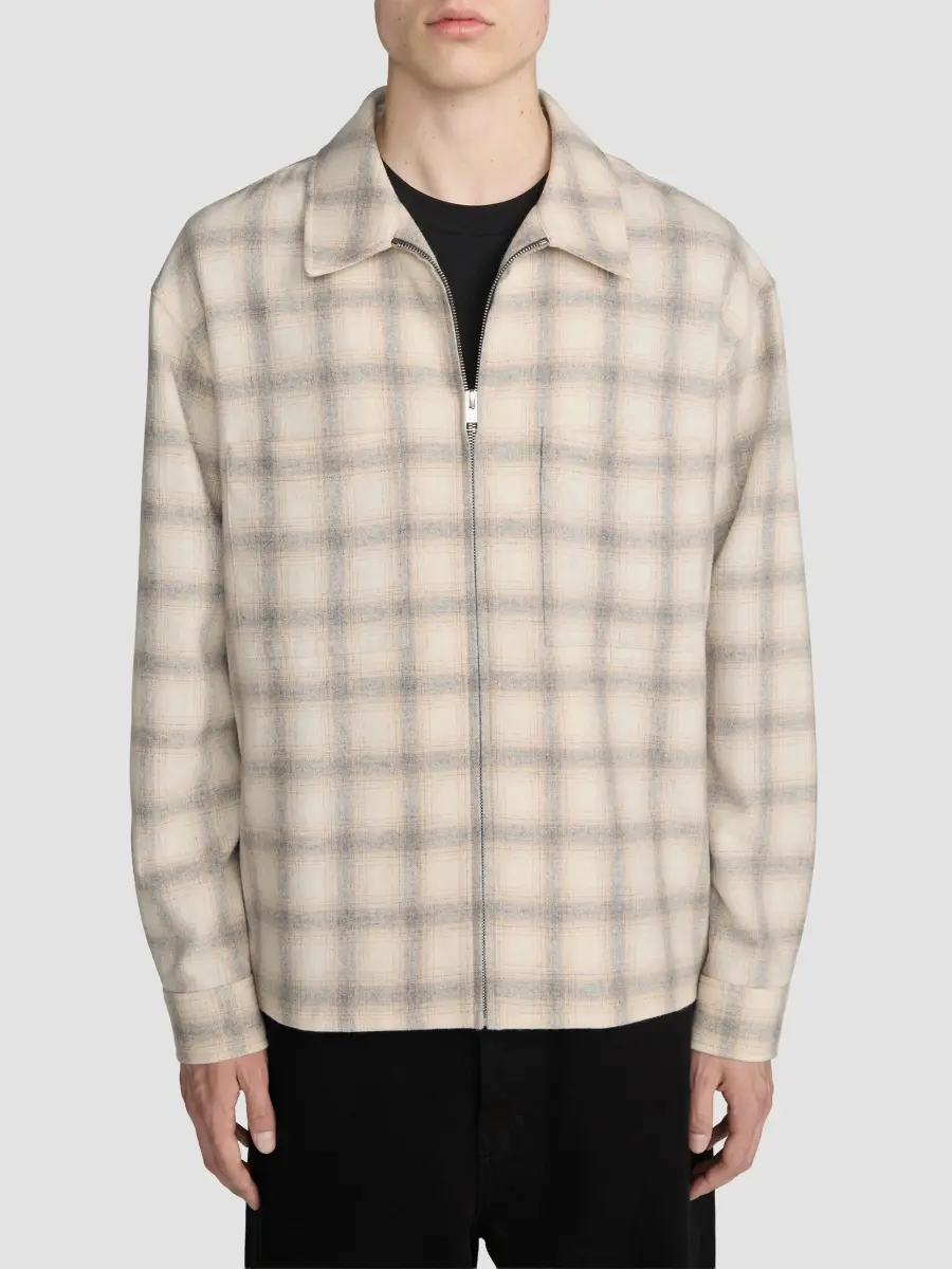 Frame Men's Plaid Wool-Nylon Zip-Front Overshirt | Thumbnail 4