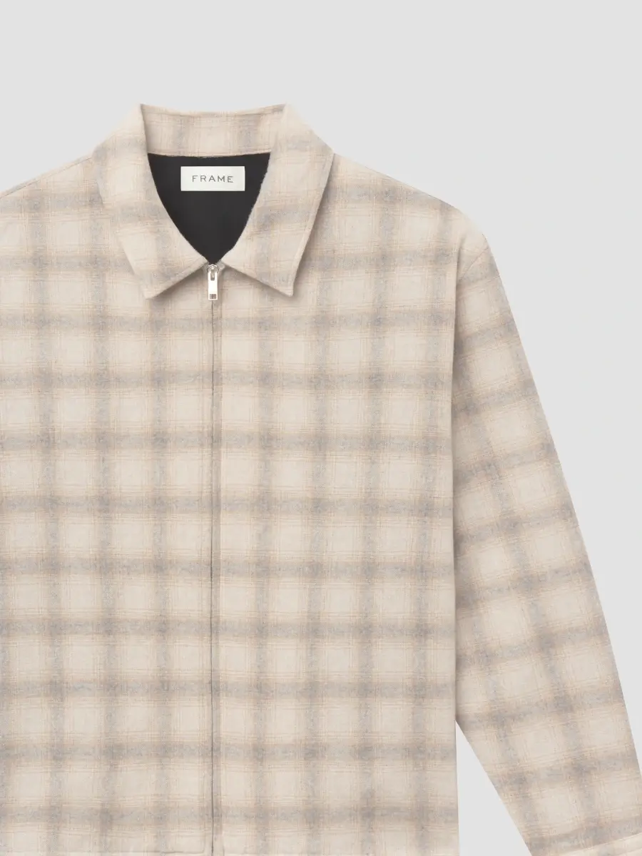 Frame Men's Plaid Wool-Nylon Zip-Front Overshirt | Thumbnail 6