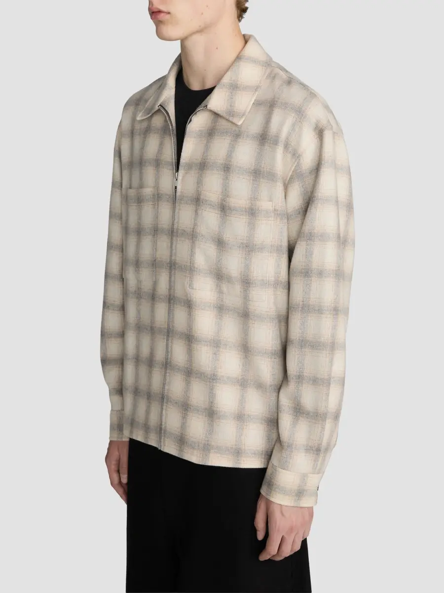 Frame Men's Plaid Wool-Nylon Zip-Front Overshirt | Thumbnail 7