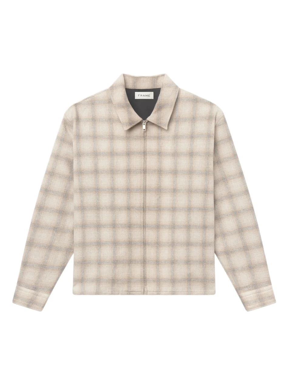 Frame Men's Plaid Wool-Nylon Zip-Front Overshirt