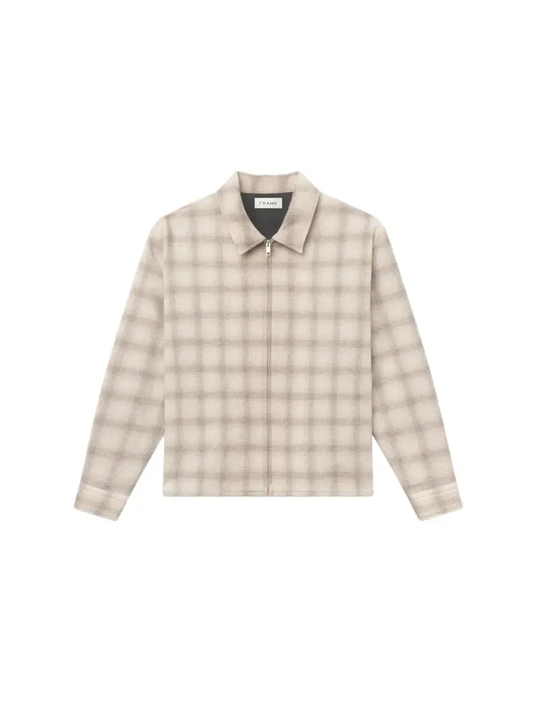 Frame Men's Plaid Wool-Nylon Zip-Front Overshirt