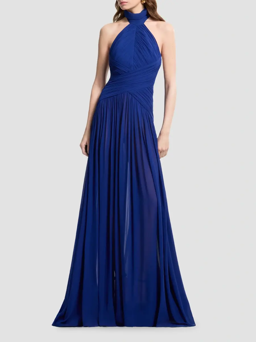 Elie Saab Women's Halterneck Draped Silk Gown | Thumbnail 2