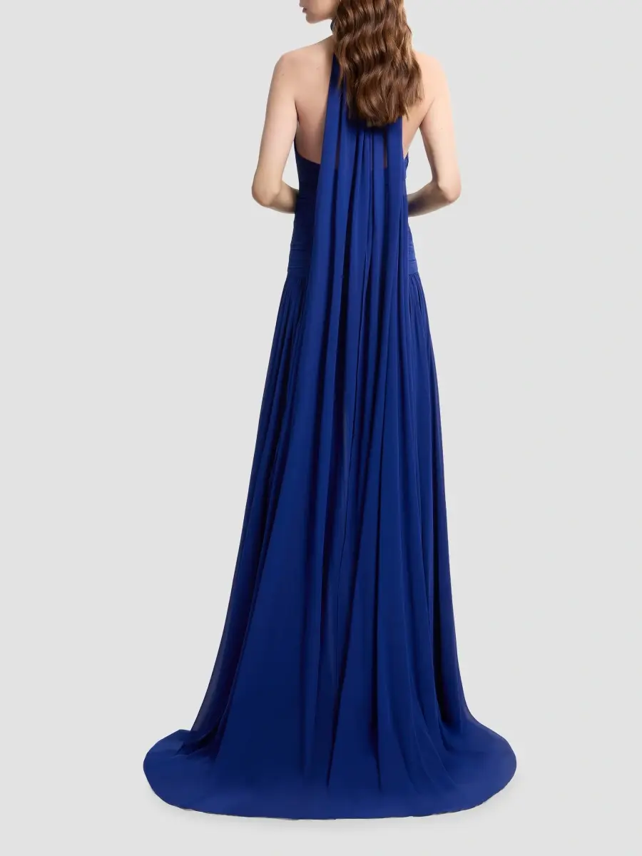 Elie Saab Women's Halterneck Draped Silk Gown | Thumbnail 3