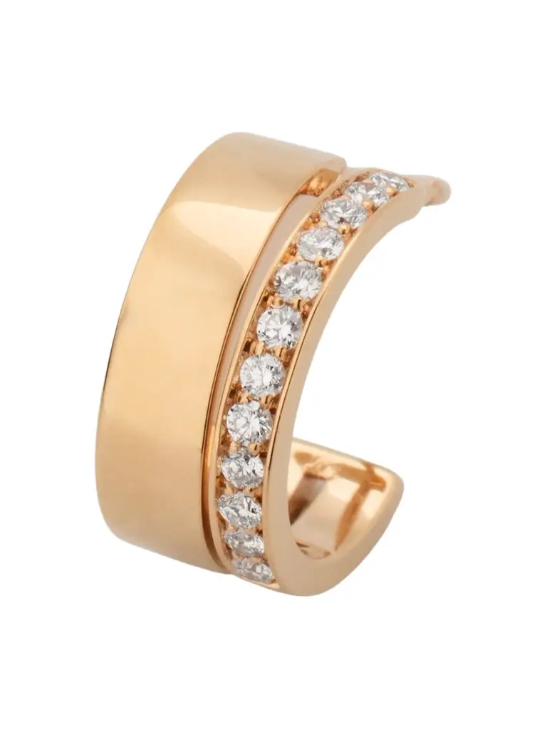 Repossi Women's Berbere 18K Rose Gold & 0.10 TCW Diamond Two-Row Single Earring