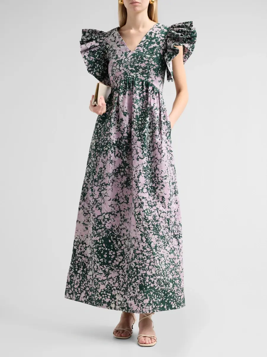 Busayo Women's Bisi Cotton Flutter-Sleeve Maxi Dress | Thumbnail 2