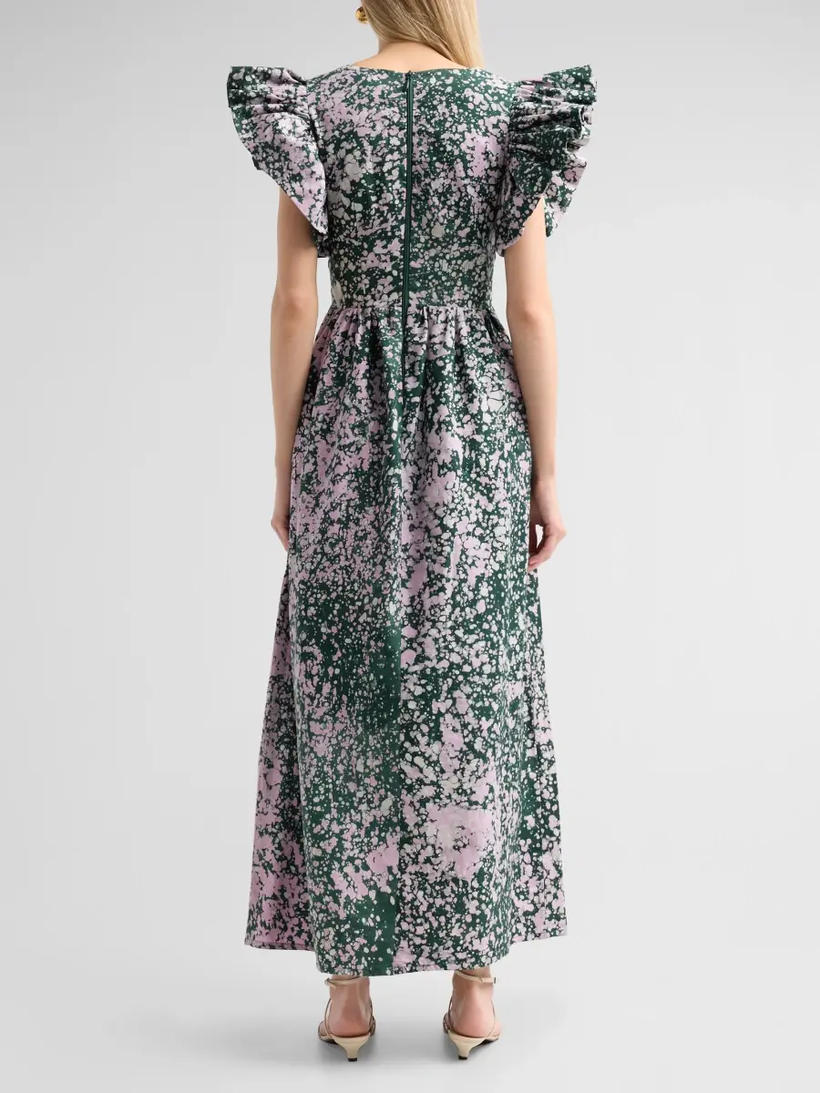 Busayo Women's Bisi Cotton Flutter-Sleeve Maxi Dress | Thumbnail 3