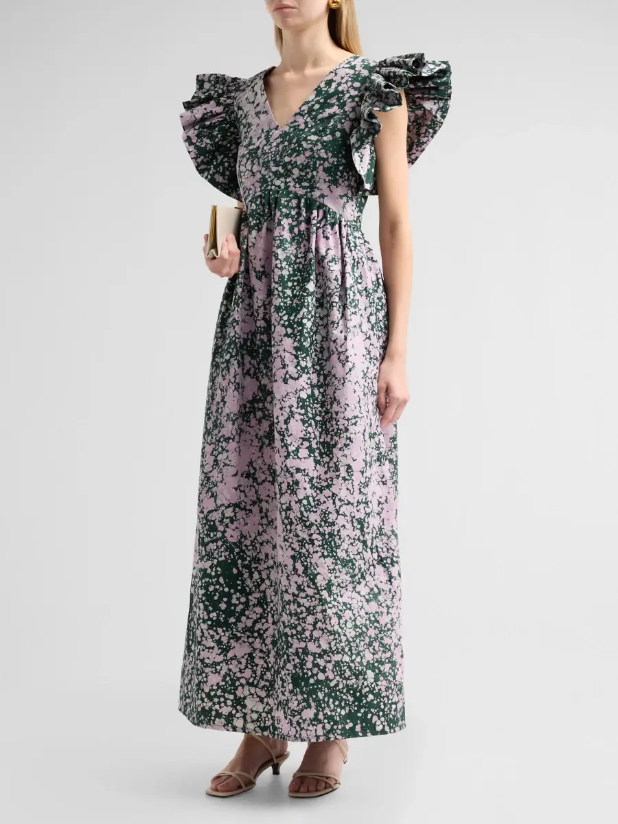 Busayo Women's Bisi Cotton Flutter-Sleeve Maxi Dress | Thumbnail 4