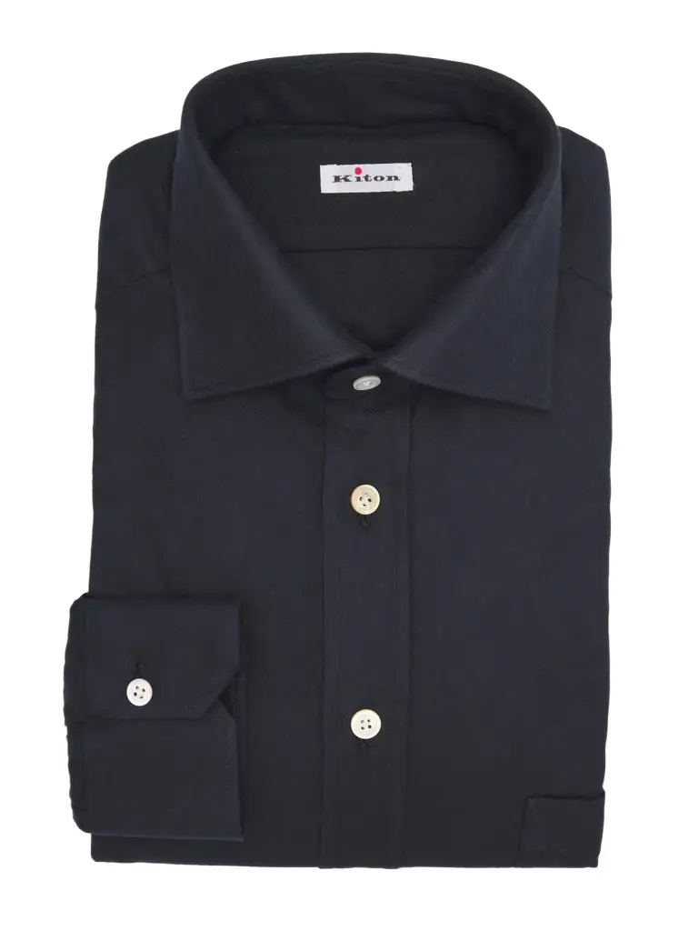 Kiton Men's Men's Brushed Cotton Flannel Dress Shirt