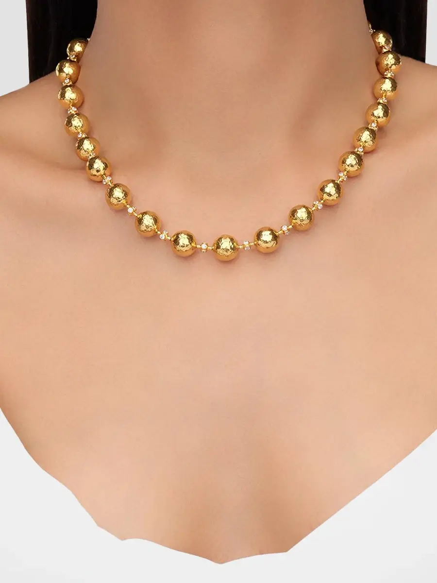 GURHAN Women's Spell Hammered Yellow Gold & 2.432 TCW Diamond Beaded Necklace | Thumbnail 2 GURHAN Women's Spell Hammered Yellow Gold & 2.432 TCW Diamond Beaded Necklace | Thumbnail 2