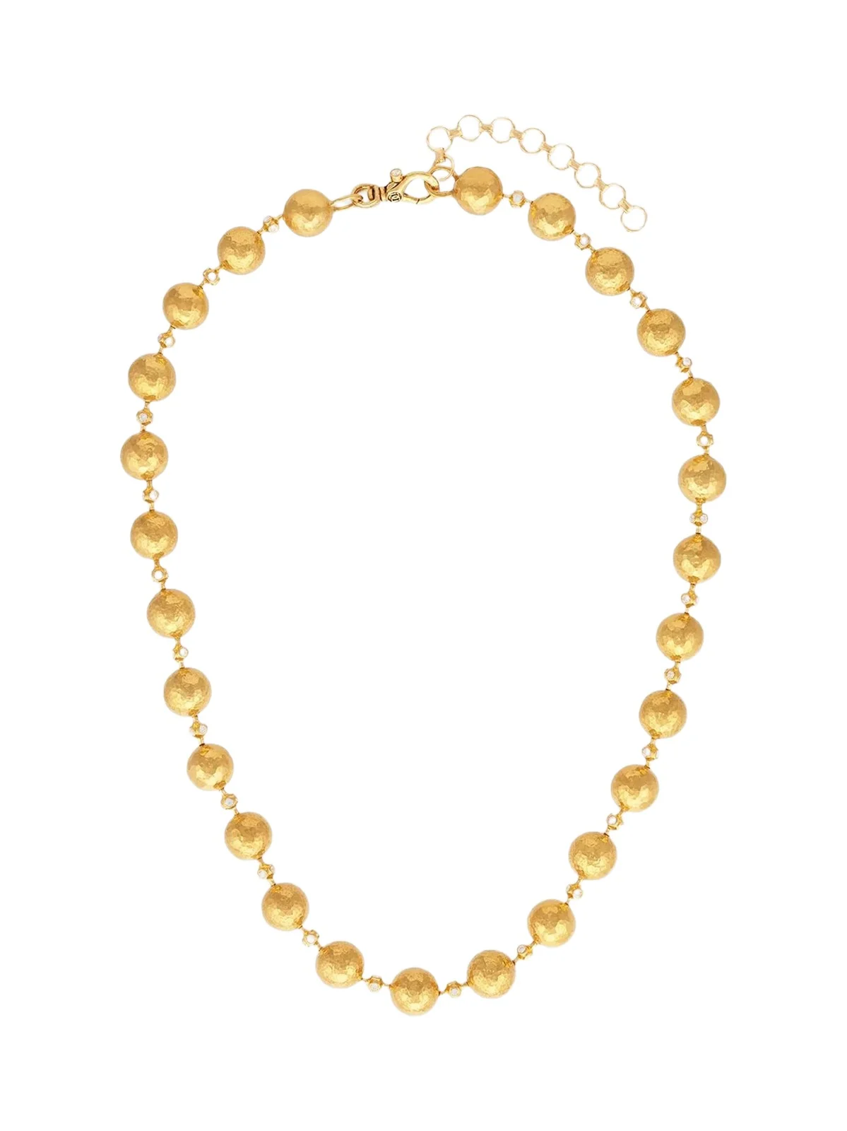 Women's Spell Hammered Yellow Gold & 2.432 TCW Diamond Beaded Necklace Women's Spell Hammered Yellow Gold & 2.432 TCW Diamond Beaded Necklace