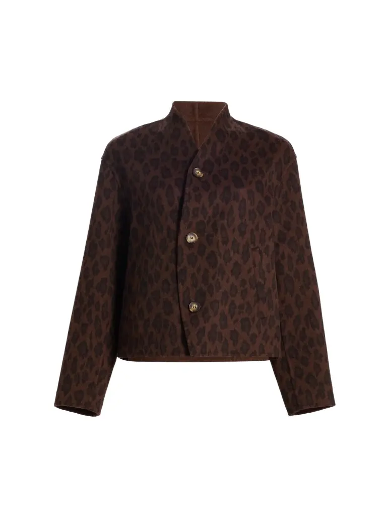LAMARQUE Women's Hania Double-Face Wool-Blend Leopard Jacket