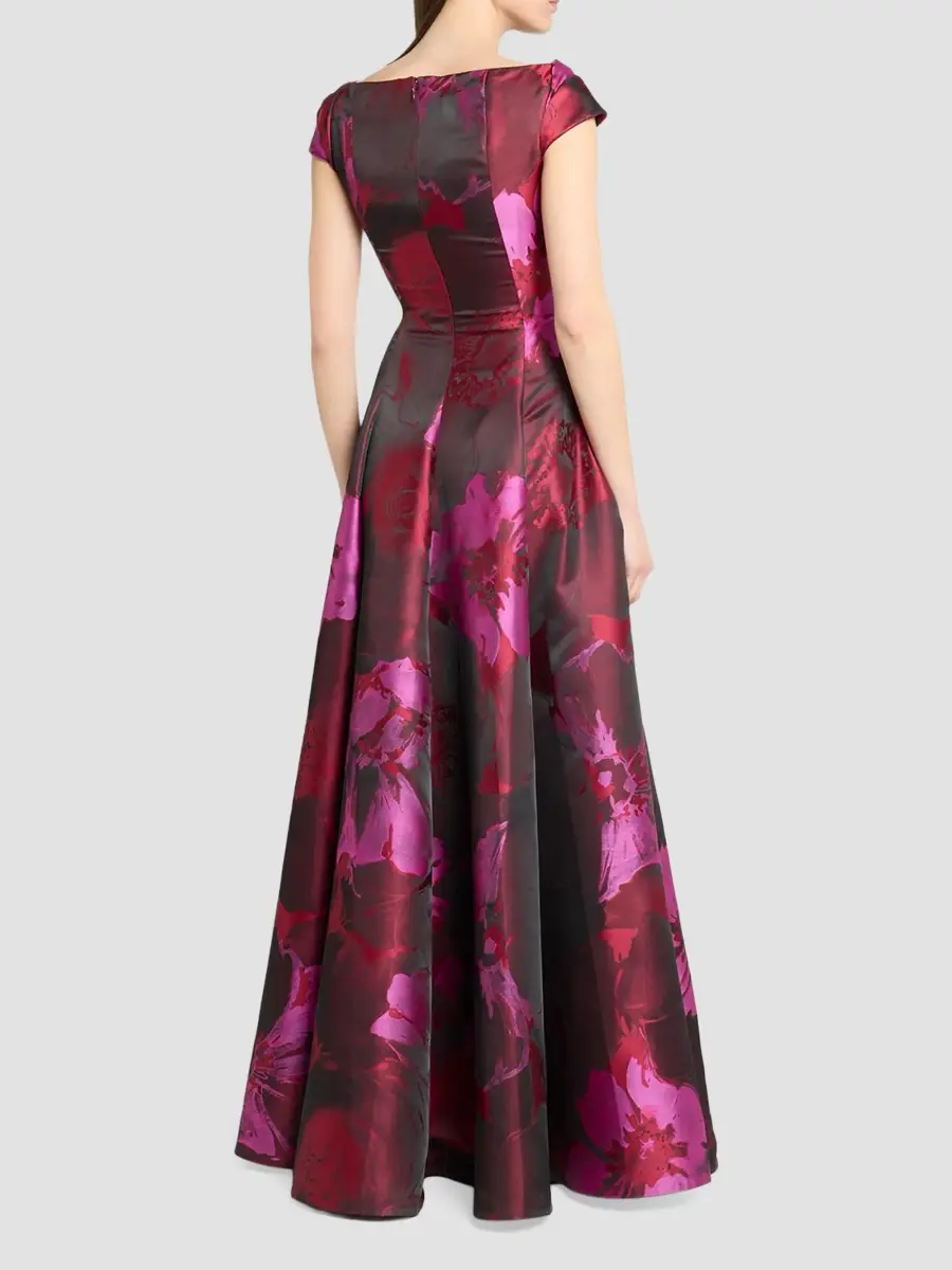 Talbot Runhof Women's Hibiscus Jacquard Asymmetric Gown | Thumbnail 3 Talbot Runhof Women's Hibiscus Jacquard Asymmetric Gown | Thumbnail 3