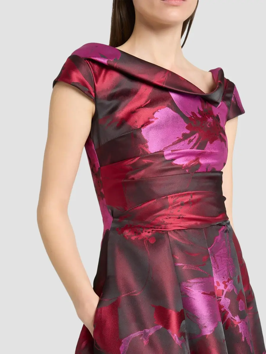 Talbot Runhof Women's Hibiscus Jacquard Asymmetric Gown | Thumbnail 5 Talbot Runhof Women's Hibiscus Jacquard Asymmetric Gown | Thumbnail 5