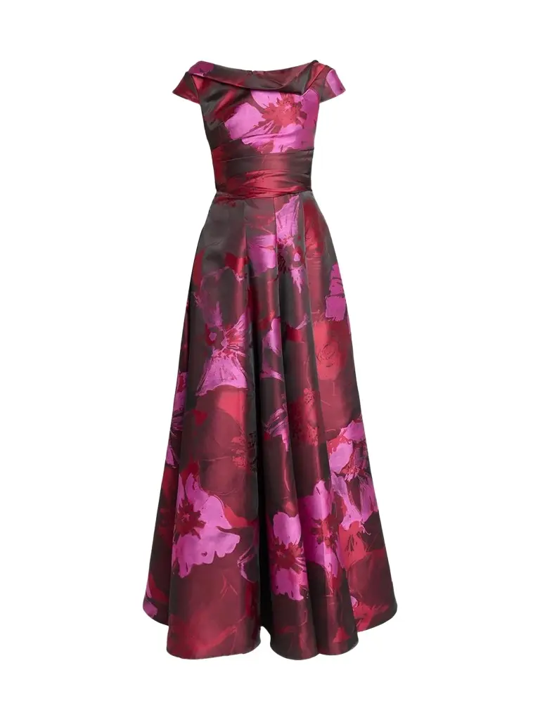 Women's Hibiscus Jacquard Asymmetric Gown Women's Hibiscus Jacquard Asymmetric Gown