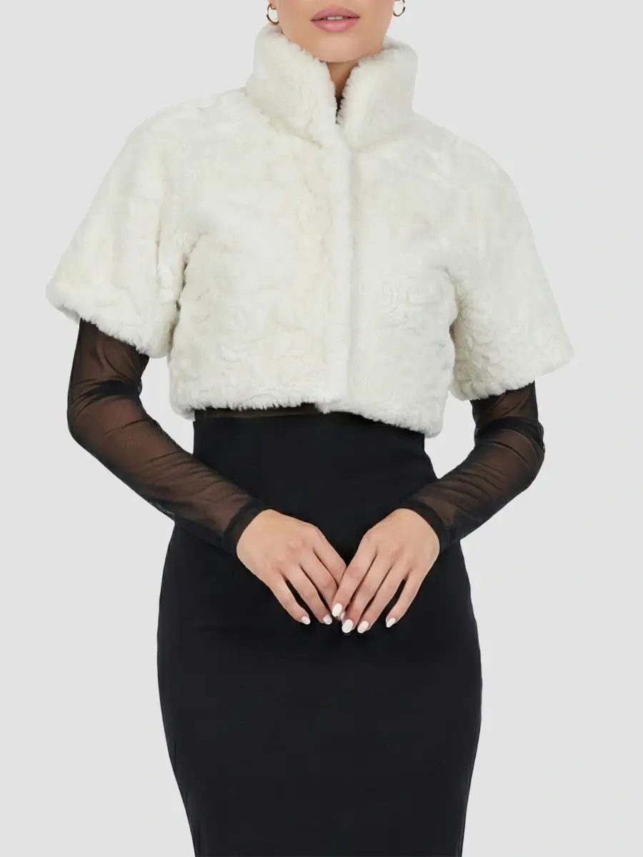 Gorski Women's Select Lamb Rose Cut Bolero, Cropped Sleeves | Thumbnail 3 Gorski Women's Select Lamb Rose Cut Bolero, Cropped Sleeves | Thumbnail 3