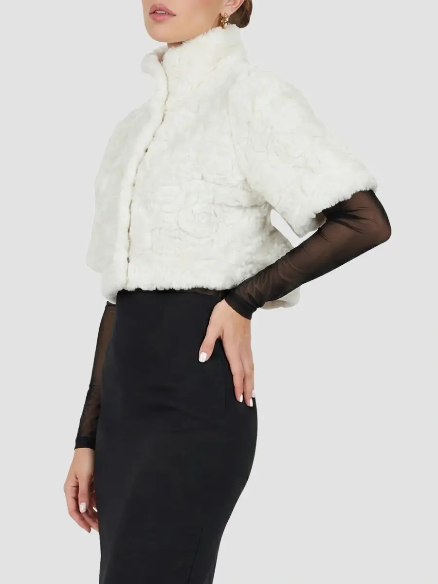 Gorski Women's Select Lamb Rose Cut Bolero, Cropped Sleeves | Thumbnail 4 Gorski Women's Select Lamb Rose Cut Bolero, Cropped Sleeves | Thumbnail 4