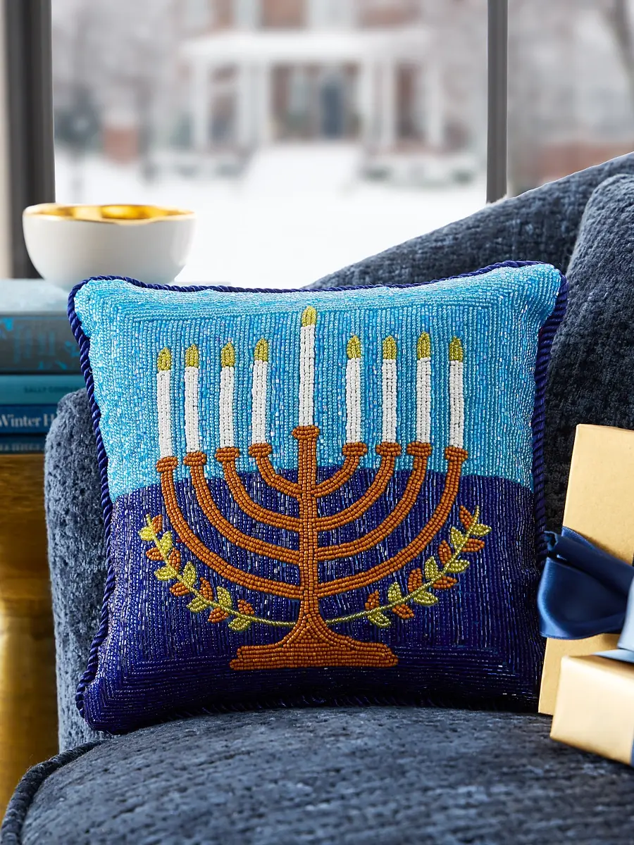 Sudha Pennathur Menorah Radiance Beaded Pillow