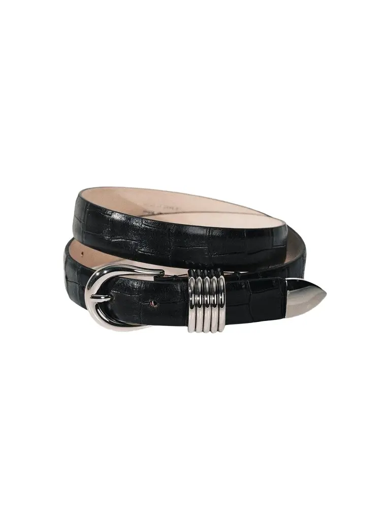 Déhanche Women's Hollyhock Alligator-Embossed Leather Belt