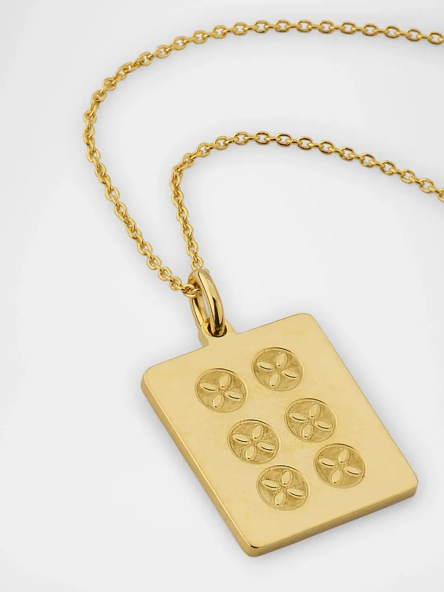 Roberto Coin Women's 18K Yellow Gold Mahjong Tile Necklace | Thumbnail 3 Roberto Coin Women's 18K Yellow Gold Mahjong Tile Necklace | Thumbnail 3