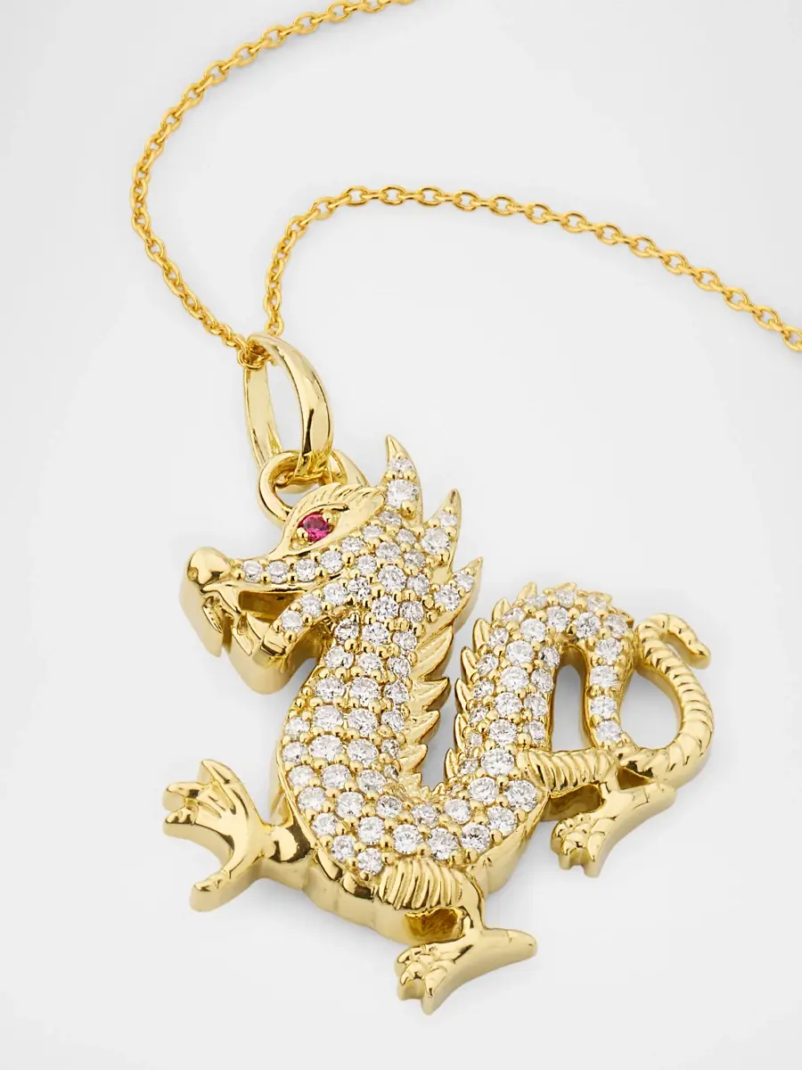 Roberto Coin Women's 18K Yellow Gold, Ruby & 0.40 TCW Diamond Dragon Pendant Necklace | Thumbnail 3 Roberto Coin Women's 18K Yellow Gold, Ruby & 0.40 TCW Diamond Dragon Pendant Necklace | Thumbnail 3