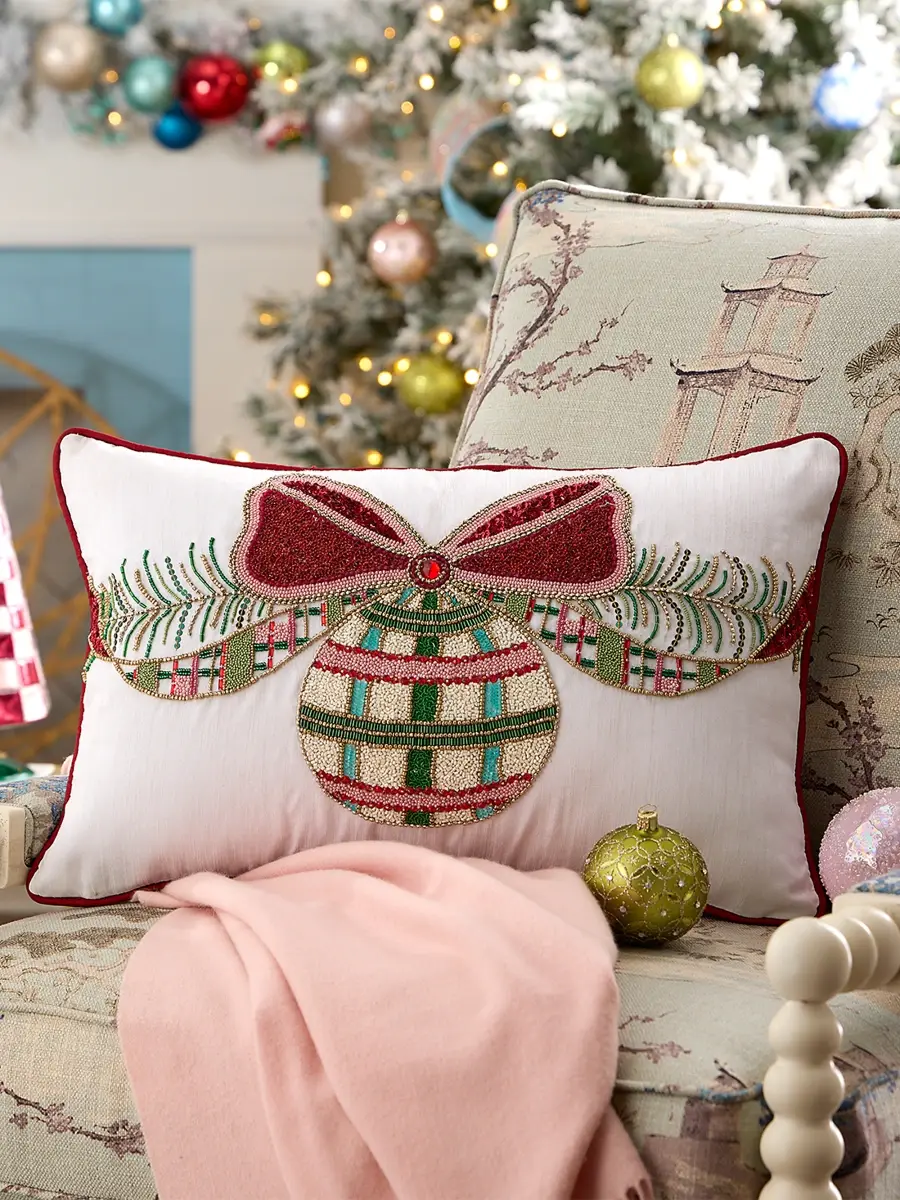 Tartan Tidings Bow & Bauble Pillow Tartan Tidings Bow & Bauble Pillow