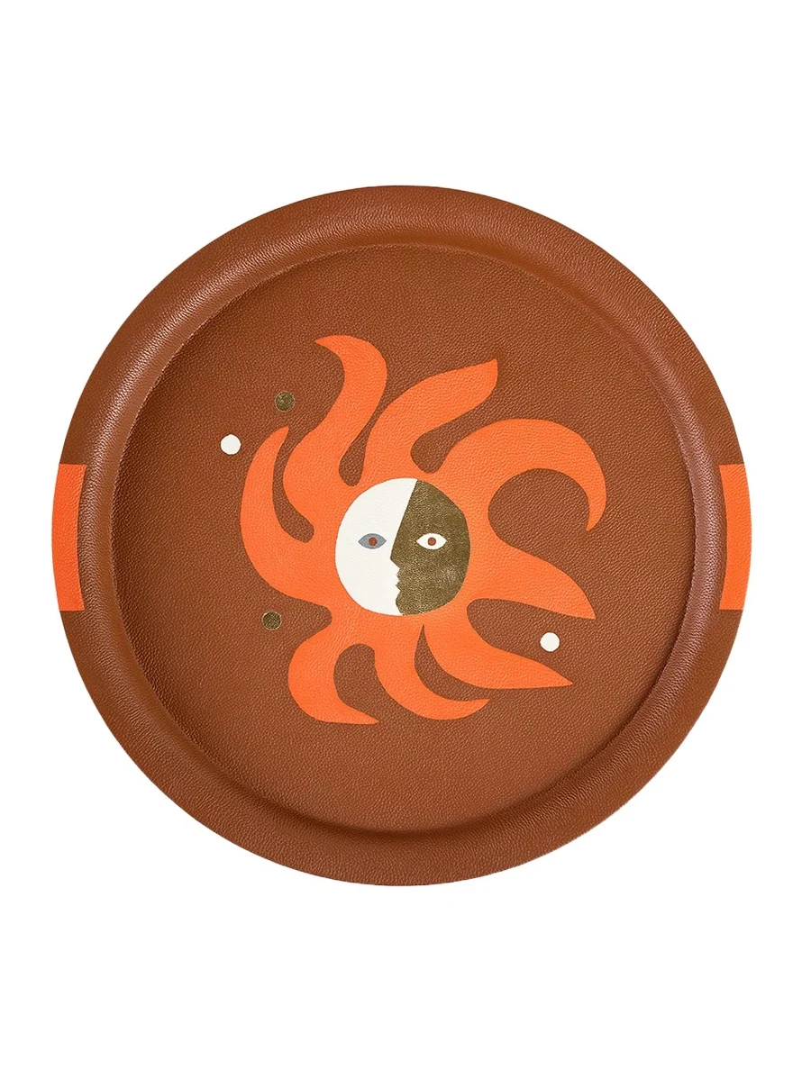 Jonathan Adler Playa Leather Circle Tray