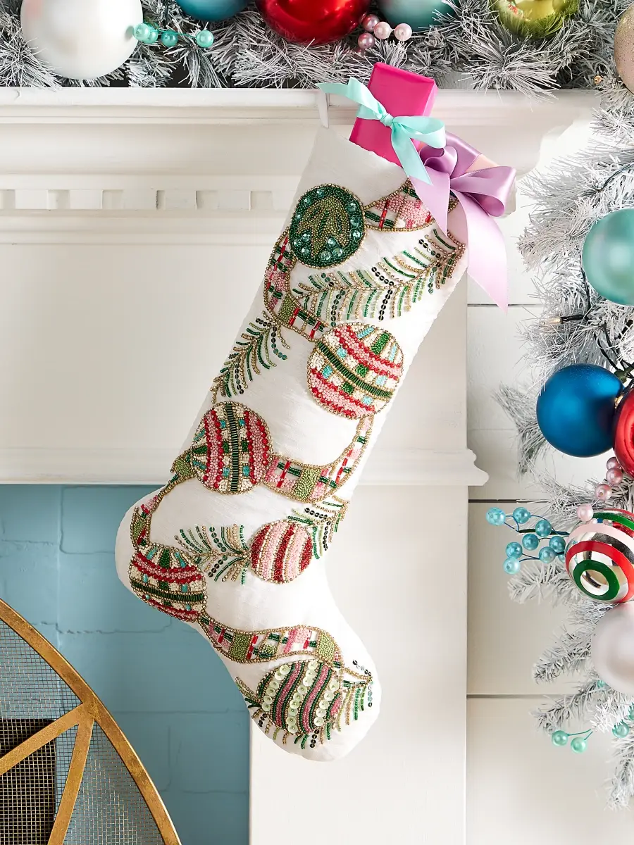 Tartan Tidings Bow & Bauble Stocking Tartan Tidings Bow & Bauble Stocking