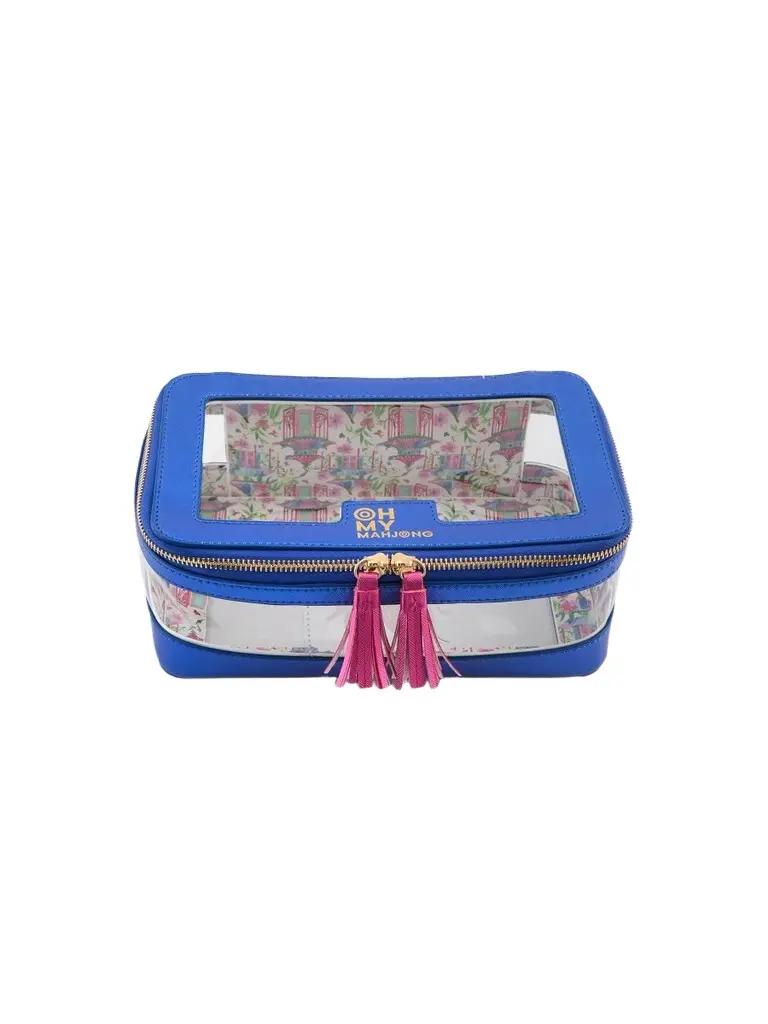 Oh My Mahjong Metallic Blue Tile Storage Bag