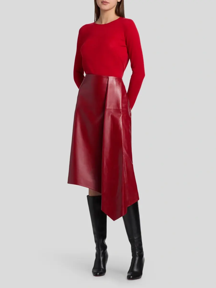 Co Women's Scarf Pleat Leather Skirt | Thumbnail 2
