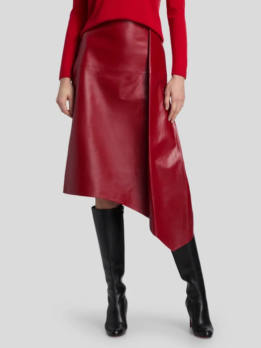 Co Women's Scarf Pleat Leather Skirt | Thumbnail 3