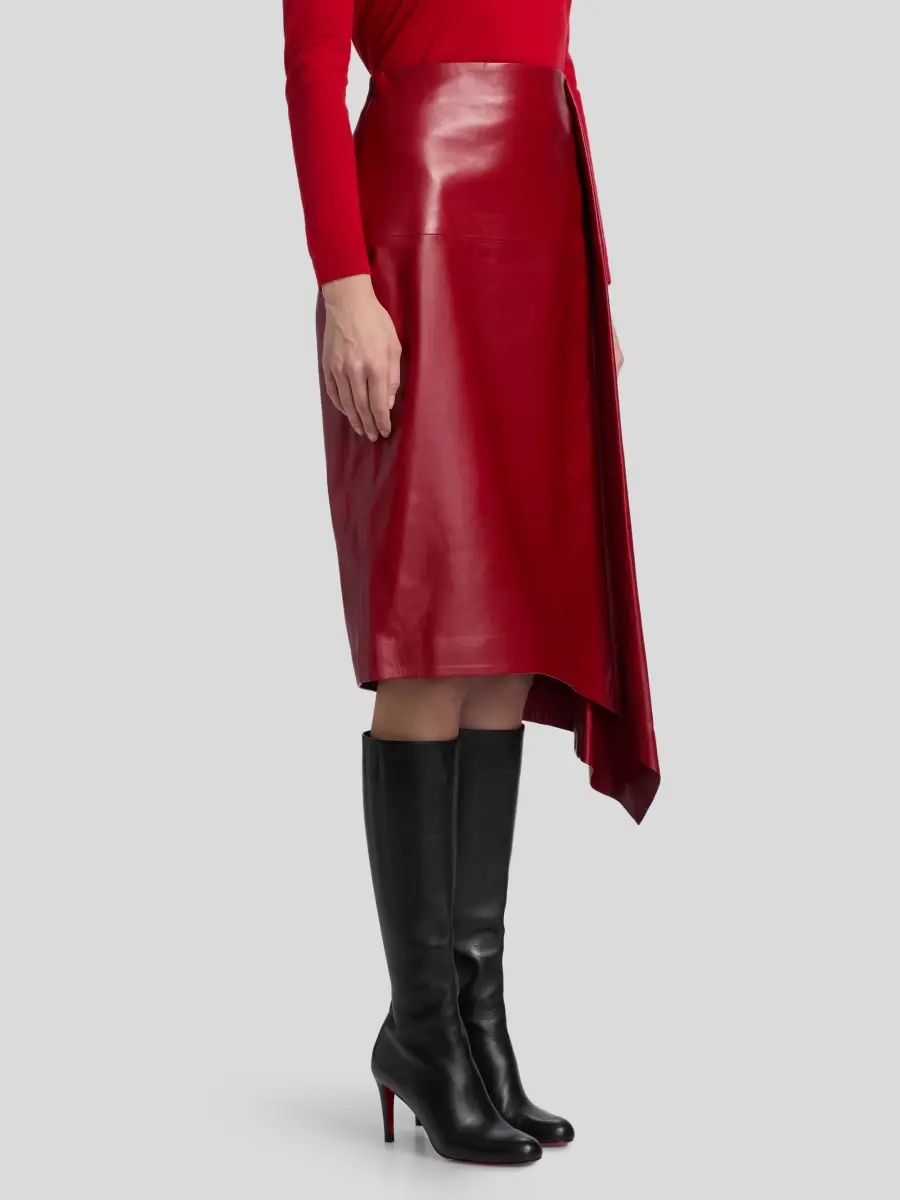 Co Women's Scarf Pleat Leather Skirt | Thumbnail 4