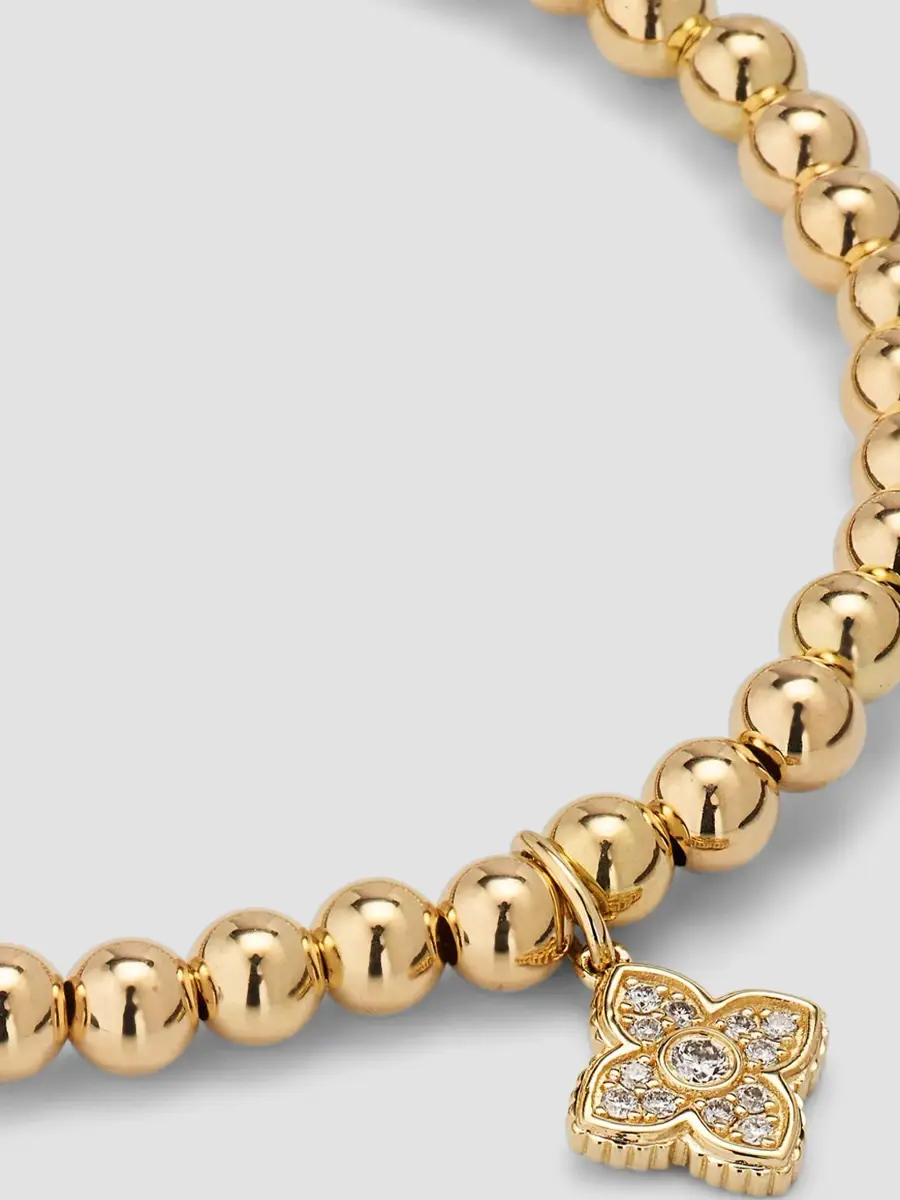 Sydney Evan Women's Mini 14K Yellow Gold & 0.08 TCW Pavé Diamond Moroccan Charm Beaded Bracelet | Thumbnail 3 Sydney Evan Women's Mini 14K Yellow Gold & 0.08 TCW Pavé Diamond Moroccan Charm Beaded Bracelet | Thumbnail 3