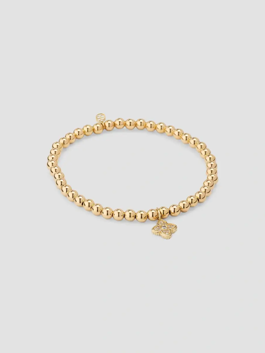 Sydney Evan Women's Mini 14K Yellow Gold & 0.08 TCW Pavé Diamond Moroccan Charm Beaded Bracelet | Thumbnail 4 Sydney Evan Women's Mini 14K Yellow Gold & 0.08 TCW Pavé Diamond Moroccan Charm Beaded Bracelet | Thumbnail 4