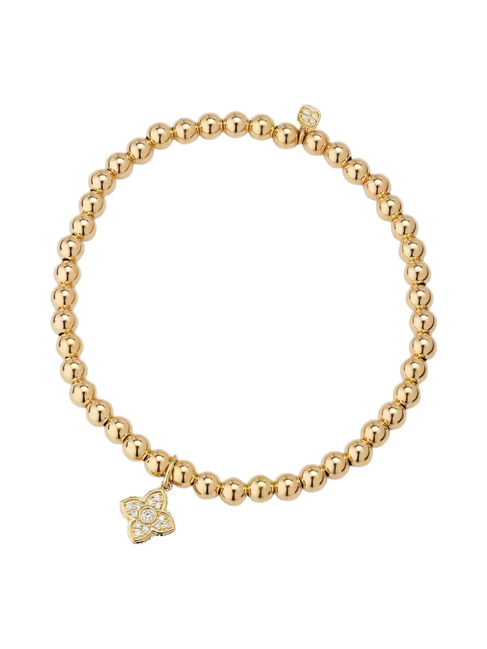 Women's Mini 14K Yellow Gold & 0.08 TCW Pavé Diamond Moroccan Charm Beaded Bracelet