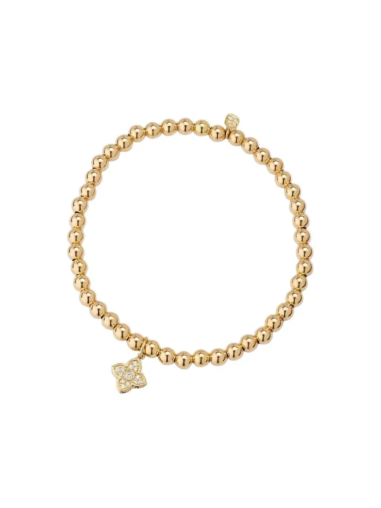 Women's Mini 14K Yellow Gold & 0.08 TCW Pavé Diamond Moroccan Charm Beaded Bracelet