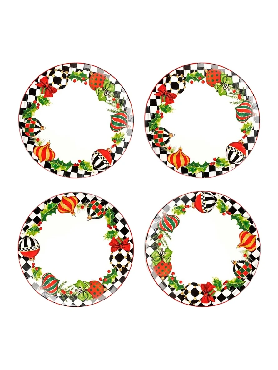 MacKenzie-Childs Deck The Halls 4-Piece Dinner Plate Set