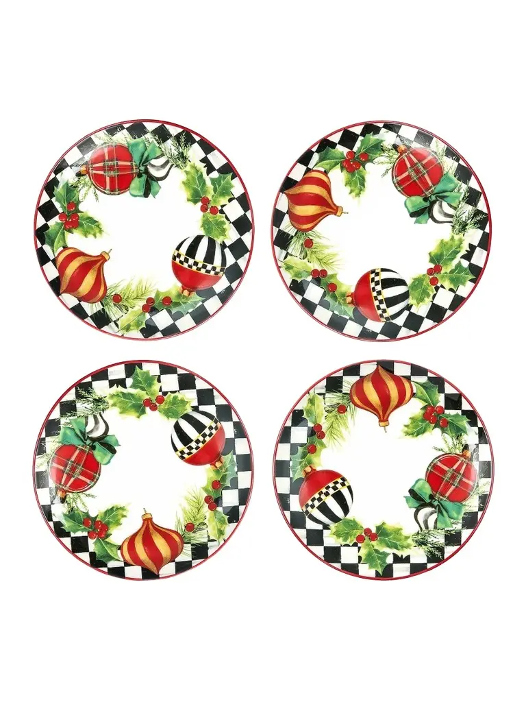 Deck The Halls 4-Piece Appetizer Plate Set