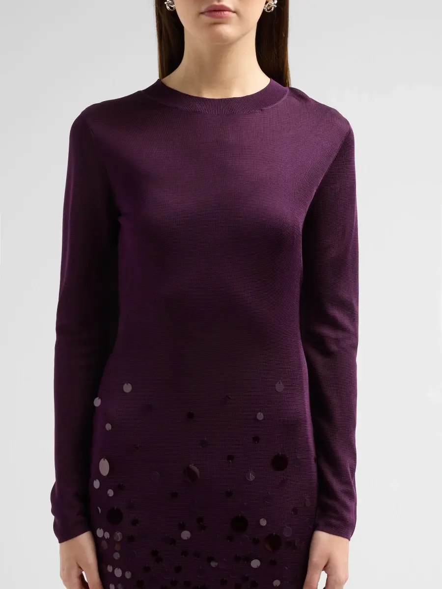 Carolina Herrera Women's Sequined Stretch Crewneck Midi Dress | Thumbnail 5 Carolina Herrera Women's Sequined Stretch Crewneck Midi Dress | Thumbnail 5