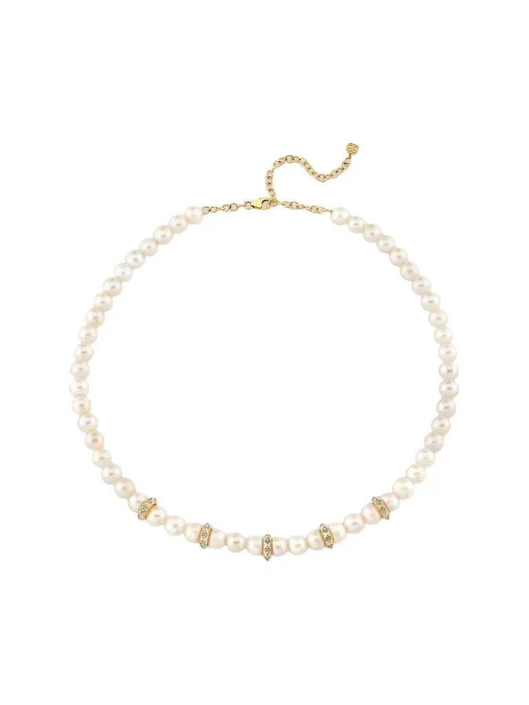 Women's 14K Yellow Gold, Freshwater Pearl & 0.24 TCW Diamond Necklace Women's 14K Yellow Gold, Freshwater Pearl & 0.24 TCW Diamond Necklace