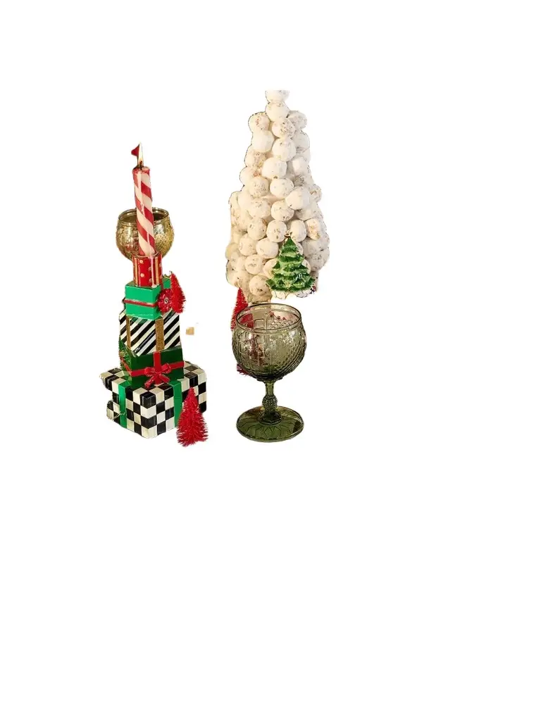 MacKenzie-Childs Deck The Halls Set of 4 Handmade Stoneware Mugs