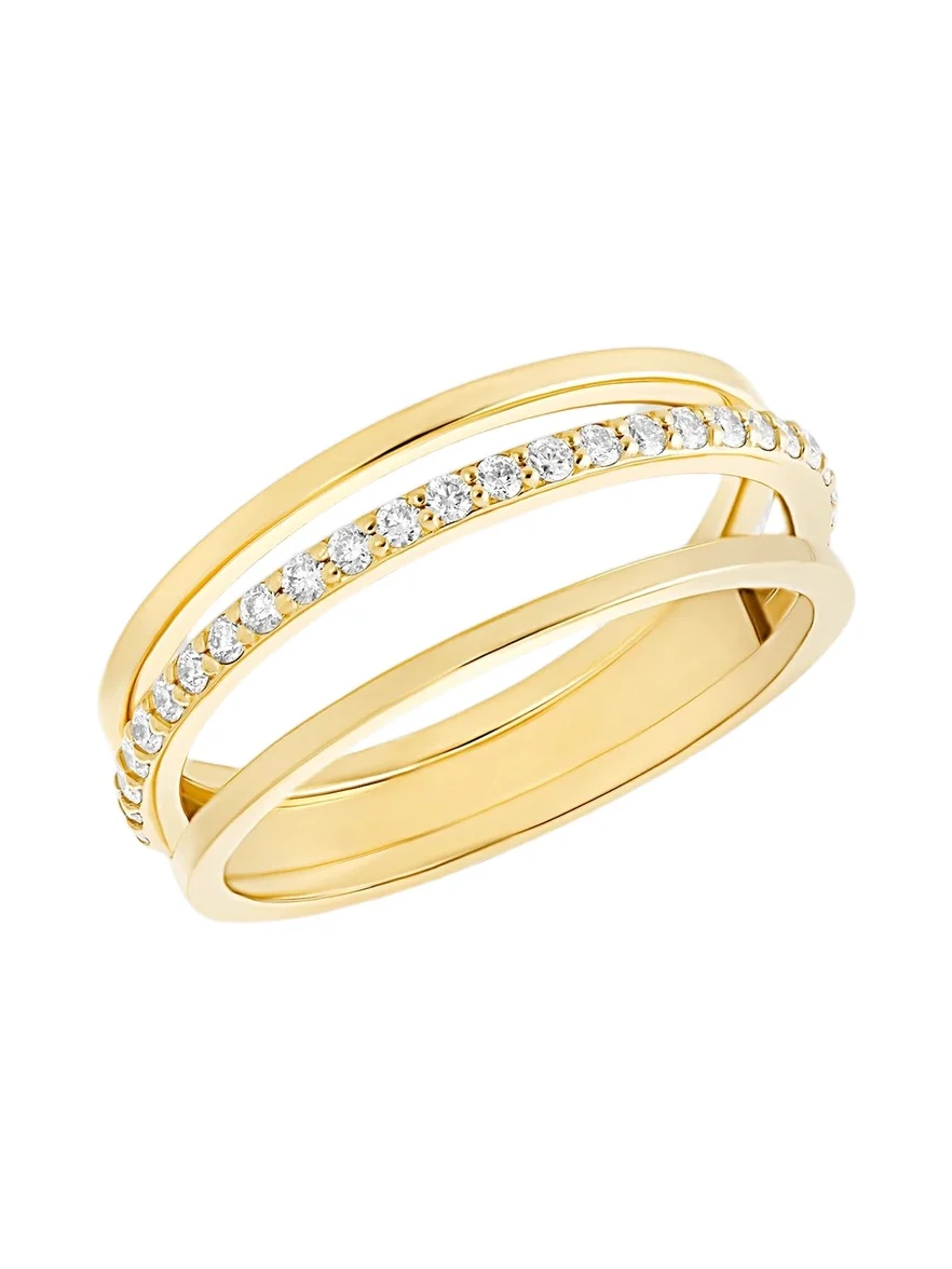Women's 14K Yellow Gold & 0.27 TCW Diamond Triple-Band Ring