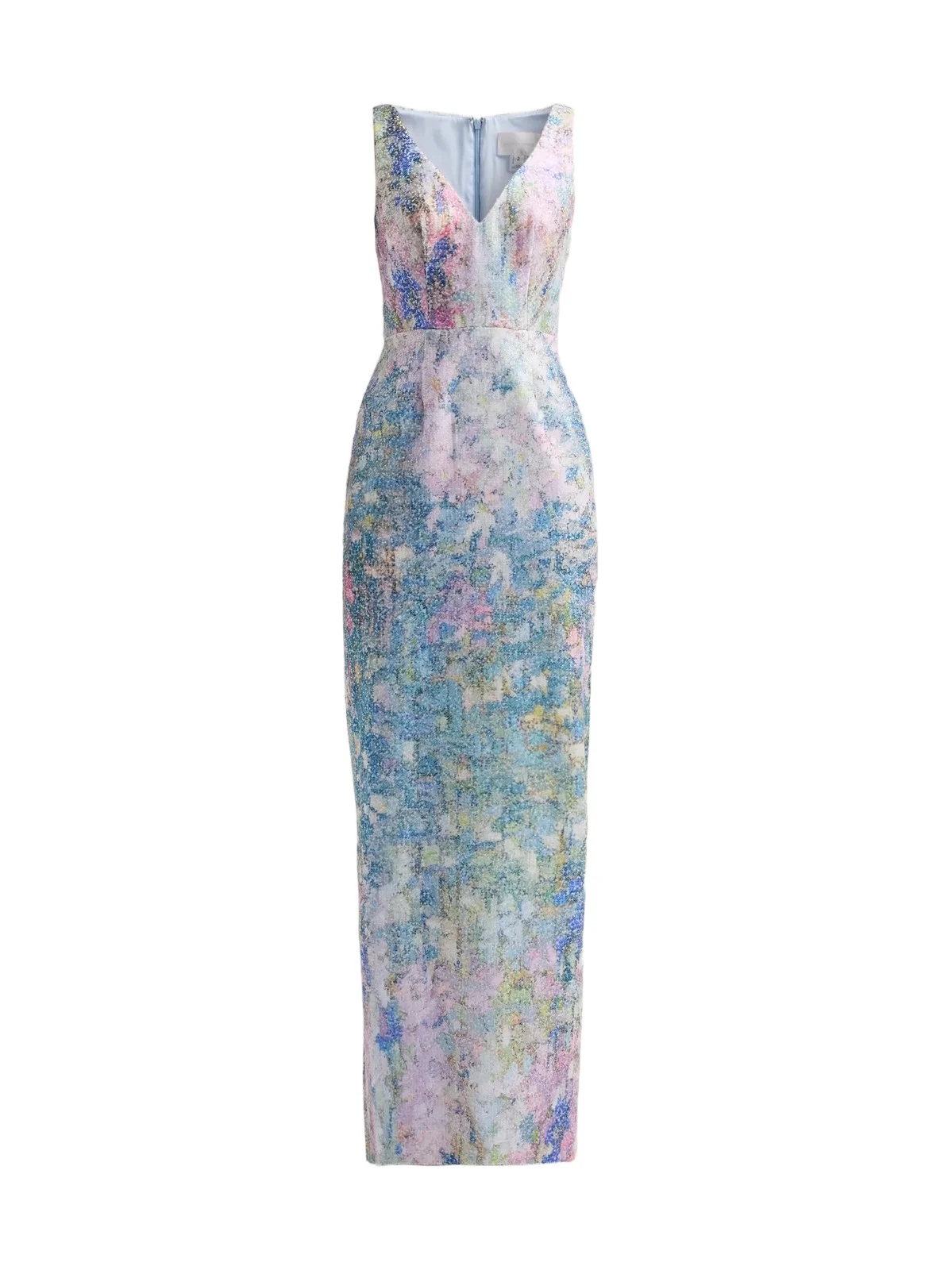 Women's Abstract Embellished Tulle V-Neck Gown Women's Abstract Embellished Tulle V-Neck Gown