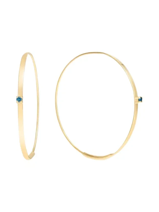 Women's Magic Hoop 14K Yellow Gold & 0.03 TCW Blue Diamond Earrings Women's Magic Hoop 14K Yellow Gold & 0.03 TCW Blue Diamond Earrings