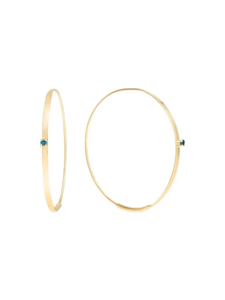 Women's Magic Hoop 14K Yellow Gold & 0.03 TCW Blue Diamond Earrings Women's Magic Hoop 14K Yellow Gold & 0.03 TCW Blue Diamond Earrings