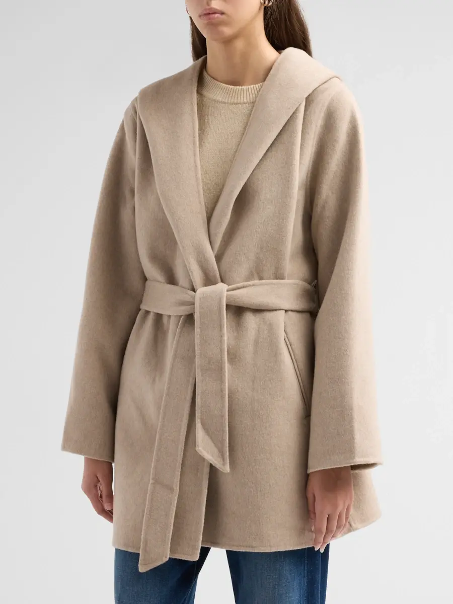 Sofia Cashmere Women's Double Face Wool-Cashmere-Blend Hooded Wrap Coat | Thumbnail 4