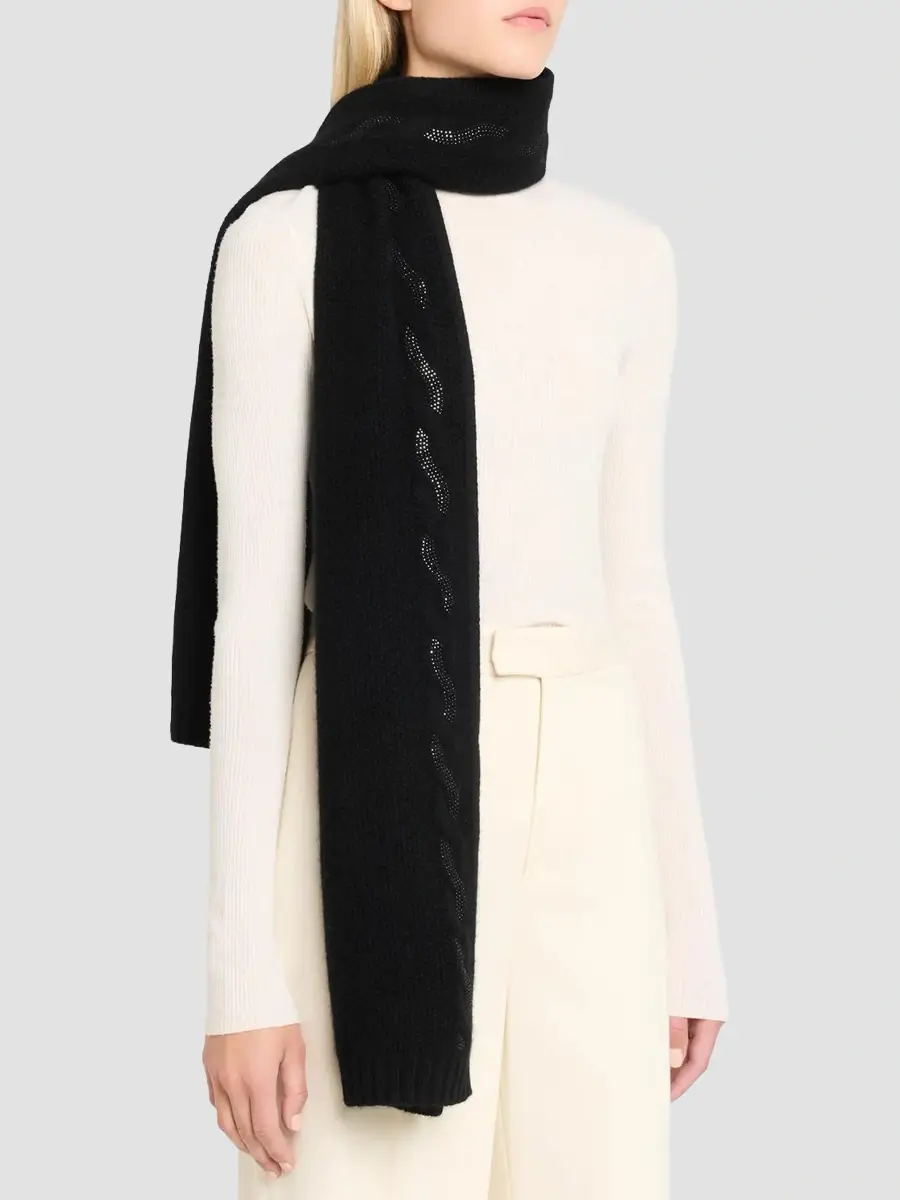 Sofia Cashmere Women's Crystal-Embellished Cable-Knit Cashmere Scarf | Thumbnail 3 Sofia Cashmere Women's Crystal-Embellished Cable-Knit Cashmere Scarf | Thumbnail 3