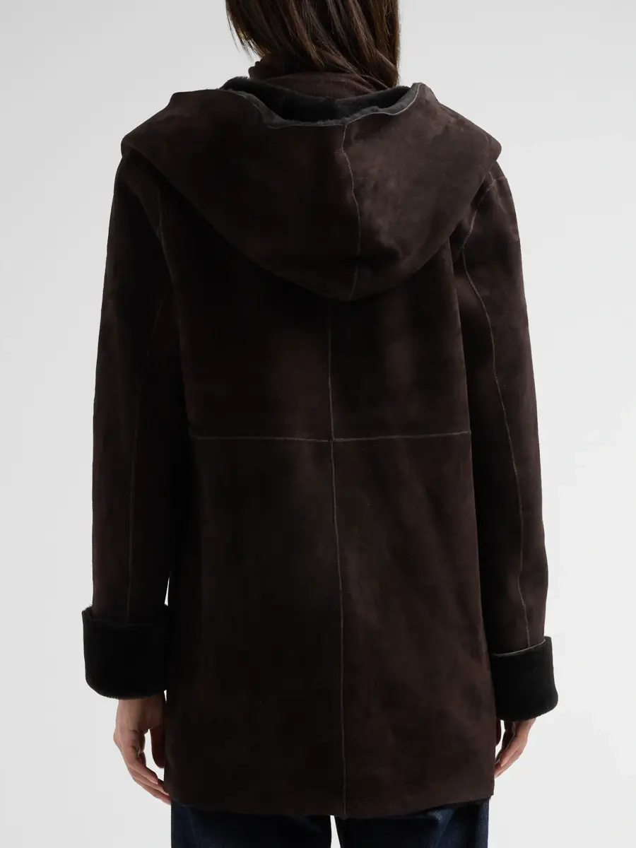 Sofia Cashmere Women's Shearling Hooded Coat | Thumbnail 3