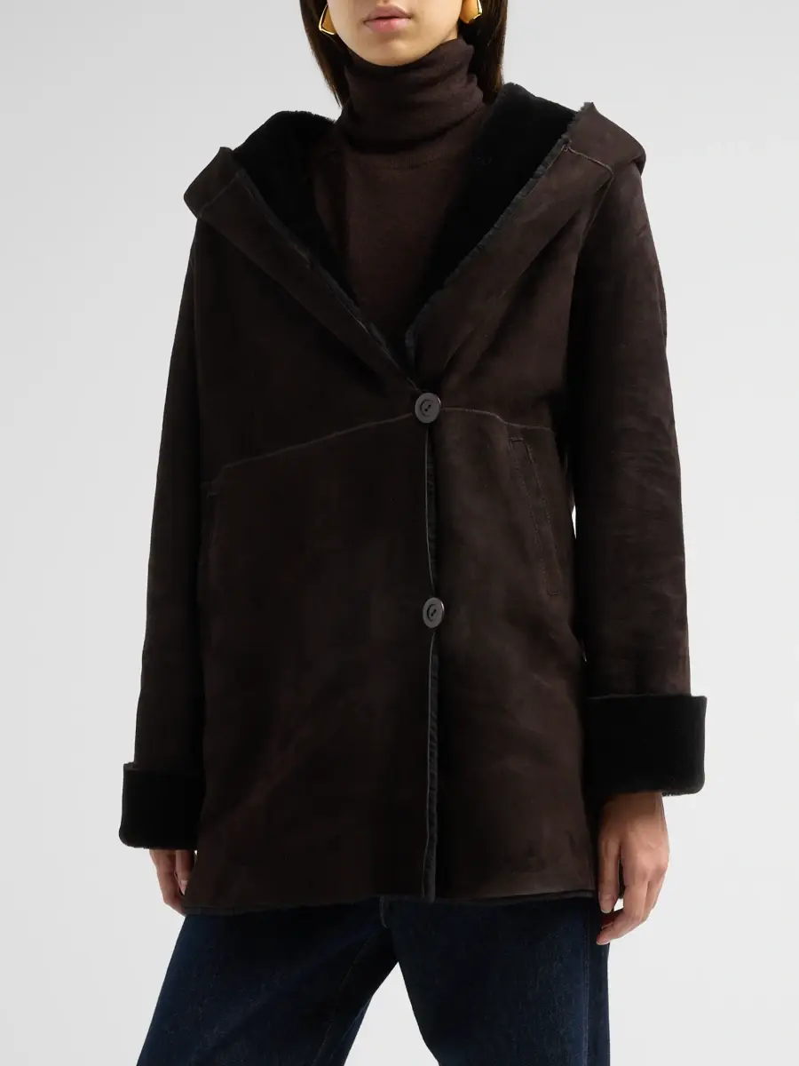 Sofia Cashmere Women's Shearling Hooded Coat | Thumbnail 4
